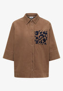 Solid Corduroy Blouse - Creamy Mocha