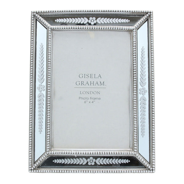 Floral Leaf Mirrored Picture Frame 4x6"