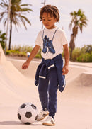 Cuffed Zip Joggers - Navy