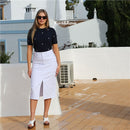 Ragan Denim Skirt - White