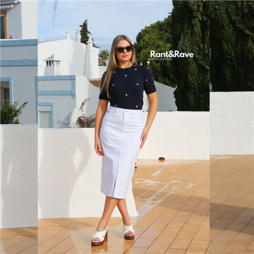 Ragan Denim Skirt - White