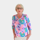 V Neck 3/4 Sleeve Top - Print