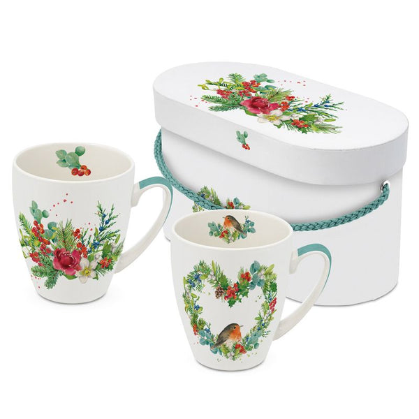 Robin & Heart Flora Mug Set