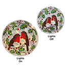Crackle Holly Wreath Robin LED Ball - Small