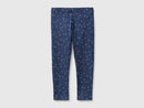 Girls Patterned Leggings - Navy