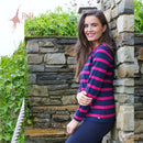 Demelza Long Sleeve Tee - Navy/cerise