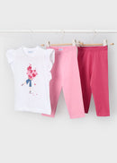3 Piece Heart Leggings Set - Petal