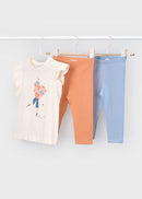 3 Piece Heart Leggings Set - Sky Blue