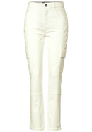 High Waist Cargo Trouser - Cream White Washed