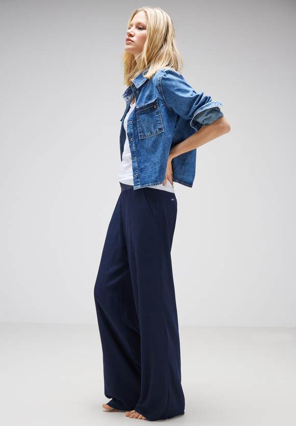 HW Crinkle Straight Leg - Deep Blue