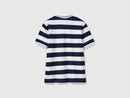 Boys Stripe Polo Shirt - Navy/white