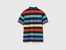 Boys Stripe Polo Shirt - Navy/red