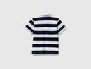 Boys Stripe Polo Shirt - Navy/white