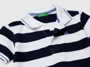 Boys Stripe Polo Shirt - Navy/white