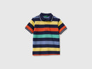 Boys Stripe Polo Shirt - Navy/red