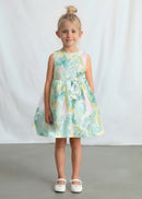 Floral Bow Dress - Lake