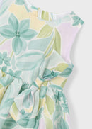 Floral Bow Dress - Lake