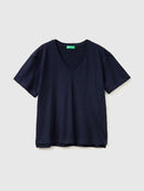 V-Neck Loose Fit T-Shirt - Navy