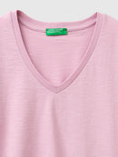 V-Neck Loose Fit T-Shirt - Pink