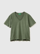 V-Neck Loose Fit T-Shirt - Forest Green