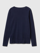 Long Sleeve Cotton T-Shirt - Navy