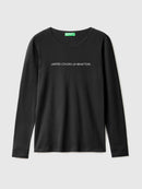 Long Sleeve Cotton T-Shirt - Black