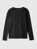 Long Sleeve Cotton T-Shirt - Black
