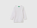 3/4 Sleeve Boat Neck T-Shirt - White