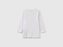 3/4 Sleeve Boat Neck T-Shirt - White