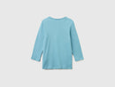 3/4 Sleeve Boat Neck T-Shirt - Powder Blue