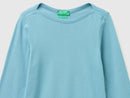 3/4 Sleeve Boat Neck T-Shirt - Powder Blue