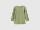 3/4 Sleeve Boat Neck T-Shirt - Olive Green