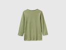 3/4 Sleeve Boat Neck T-Shirt - Olive Green