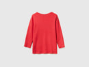 3/4 Sleeve Boat Neck T-Shirt - Strawberry