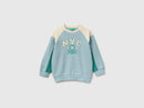 Boys Fluffy Logo 2 Tone Sweatshirt - Dark Blue/cream