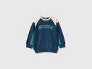 Boys Fluffy Logo 2 Tone Sweatshirt - Dark Blue/cream