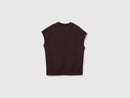 Side Slits Short Sleeve Sweatshirt - Dark Brown