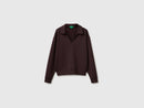 Polo Collar Sweatshirt - Dark Brown