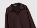 Polo Collar Sweatshirt - Dark Brown