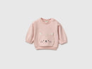 Unisex Appilque Sweatshirt - Soft Pink