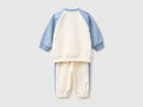Newborn Colourblock Tracksuit - Cream/blue