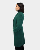 Mid Length Flap Pockets Coat - Green