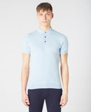 Short Sleeve Knit Polo Shirt - Light Blue