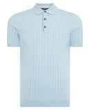 Short Sleeve Knit Polo Shirt - Light Blue
