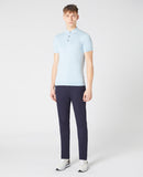 Short Sleeve Knit Polo Shirt - Light Blue