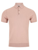 Short Sleeve Knit Polo Shirt - Light Pink