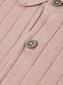 Short Sleeve Knit Polo Shirt - Light Pink