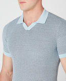 Short Sleeve Open Collar Polo - Light Blue