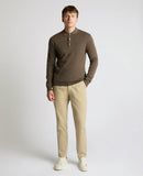 Button Neck Jumper - Brown Grey