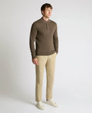 Button Neck Jumper - Brown Grey